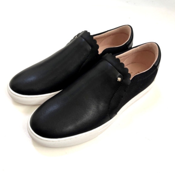 kate spade Shoes - NWOB $160 KATE SPADE Aleta Scallop Slip-On Leather Sneakers Size 7 Black Cute